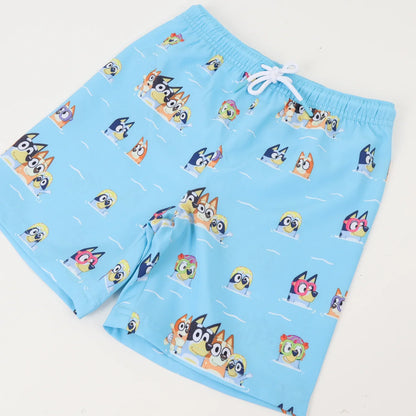 Traje de Baño Niño Full Print Friends & Bluey Celeste