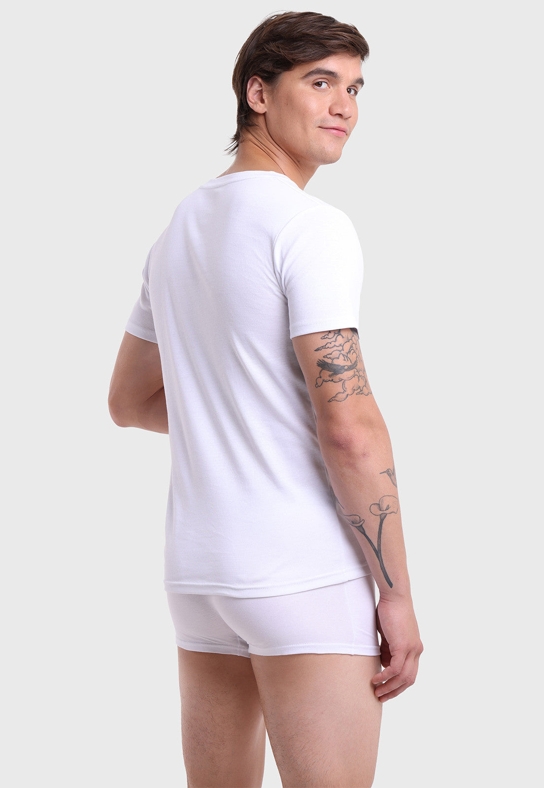 Camiseta Hombre Bipack Cuello V Blanco