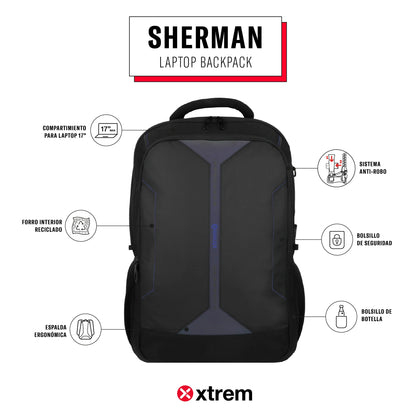 Mochila para notebook 17" Sherman negra/azul