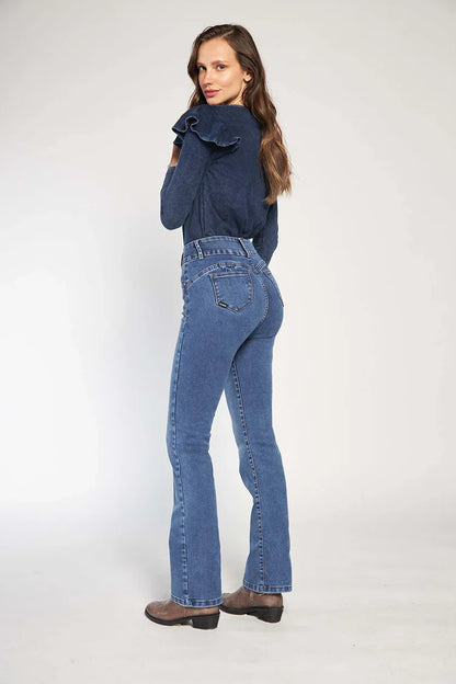 Jeans Mujer Alto Recto Push In Push Up 4742 Azul