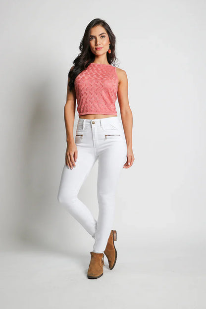 Jeans Mujer High Waist Pitillo 4832 Blanco