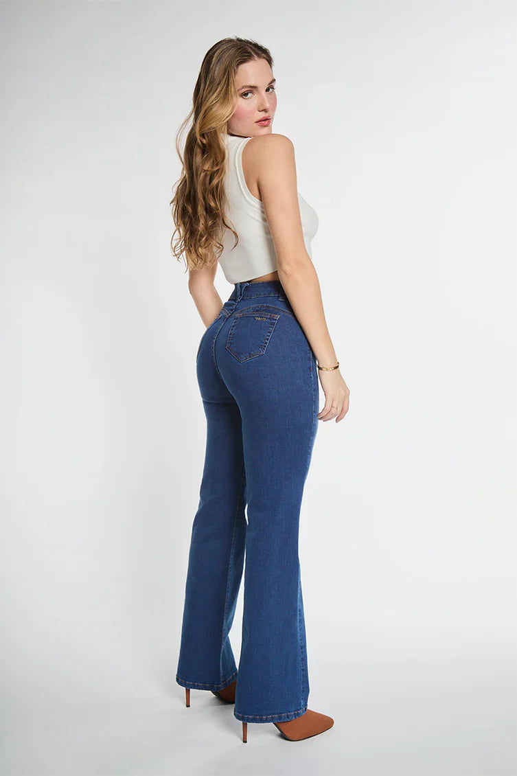 Jeans Mujer Tiro Alto Recto 5058 Azul