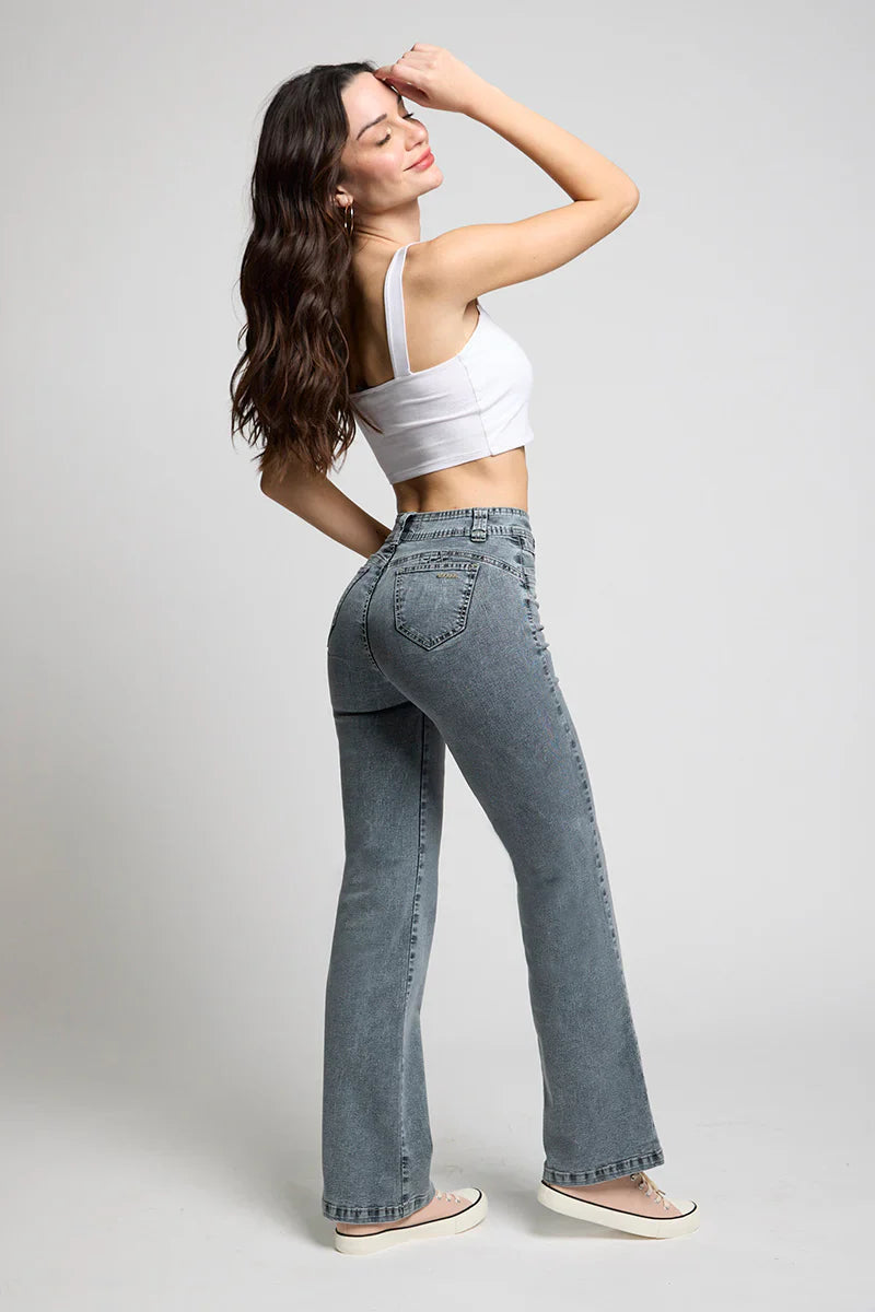Jeans Mujer Tiro Alto Recto 5290 Gris