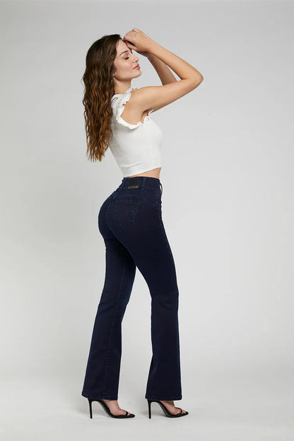 Jeans Mujer Tiro Alto Recto Push In Push Up 4871 Azul