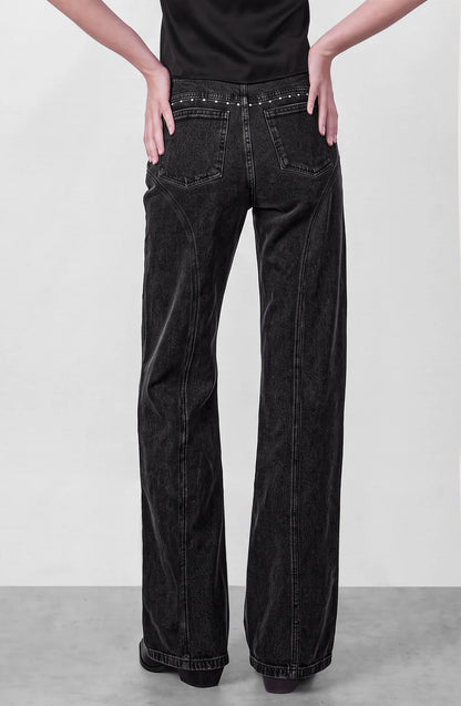 Pantalón Mujer Corte Tachas Wide Grey