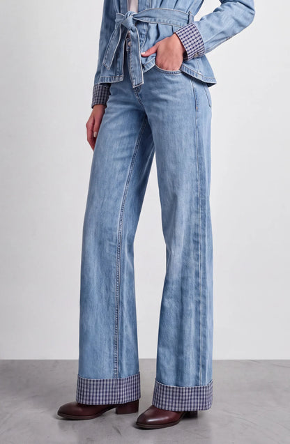 Pantalón Mujer Detalle Print Blue