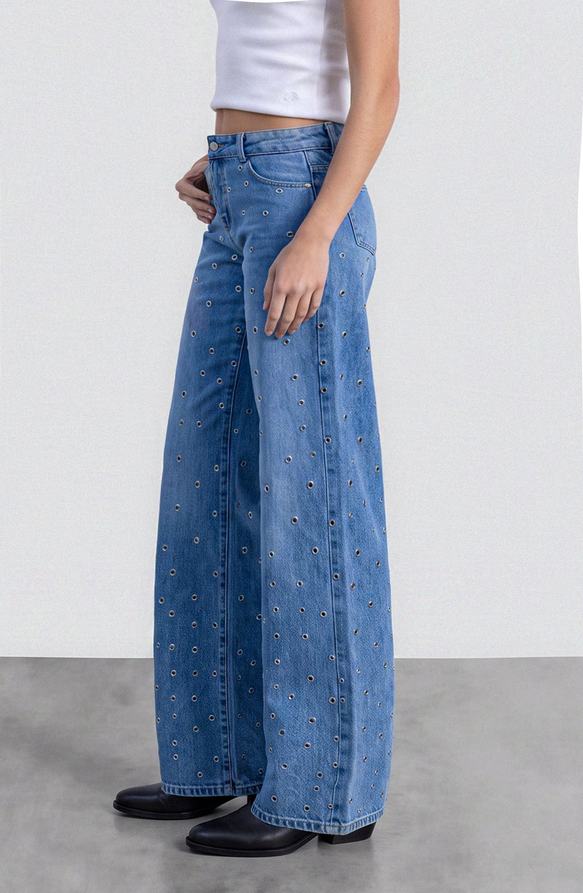 Pantalón Mujer Mini Ojal Light Blue