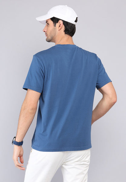 Polera Hombre Cuello Redondo Stone Wash Azul