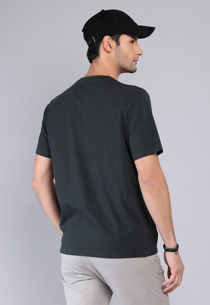 Polera Hombre Cuello Redondo Stone Wash Negra