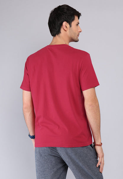 Polera Hombre Cuello Redondo Stone Wash Roja