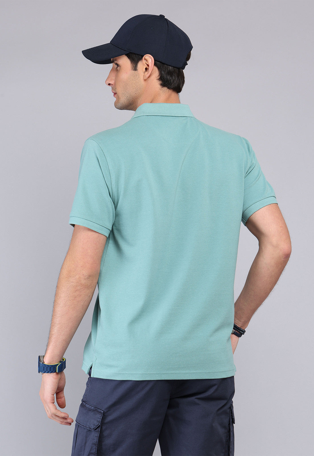 Polera Hombre Pique Manga Corta Aqua