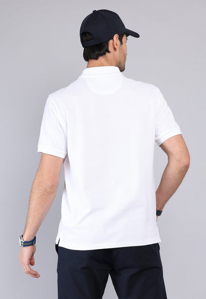 Polera Hombre Pique Manga Corta Blanca