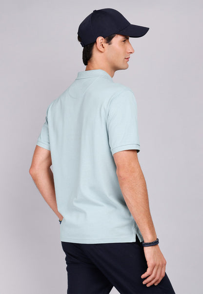 Polera Hombre Pique Manga Corta Celeste