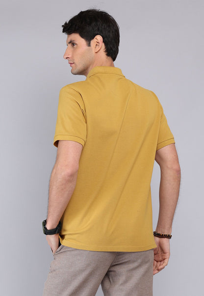 Polera Hombre Pique Manga Corta Mostaza