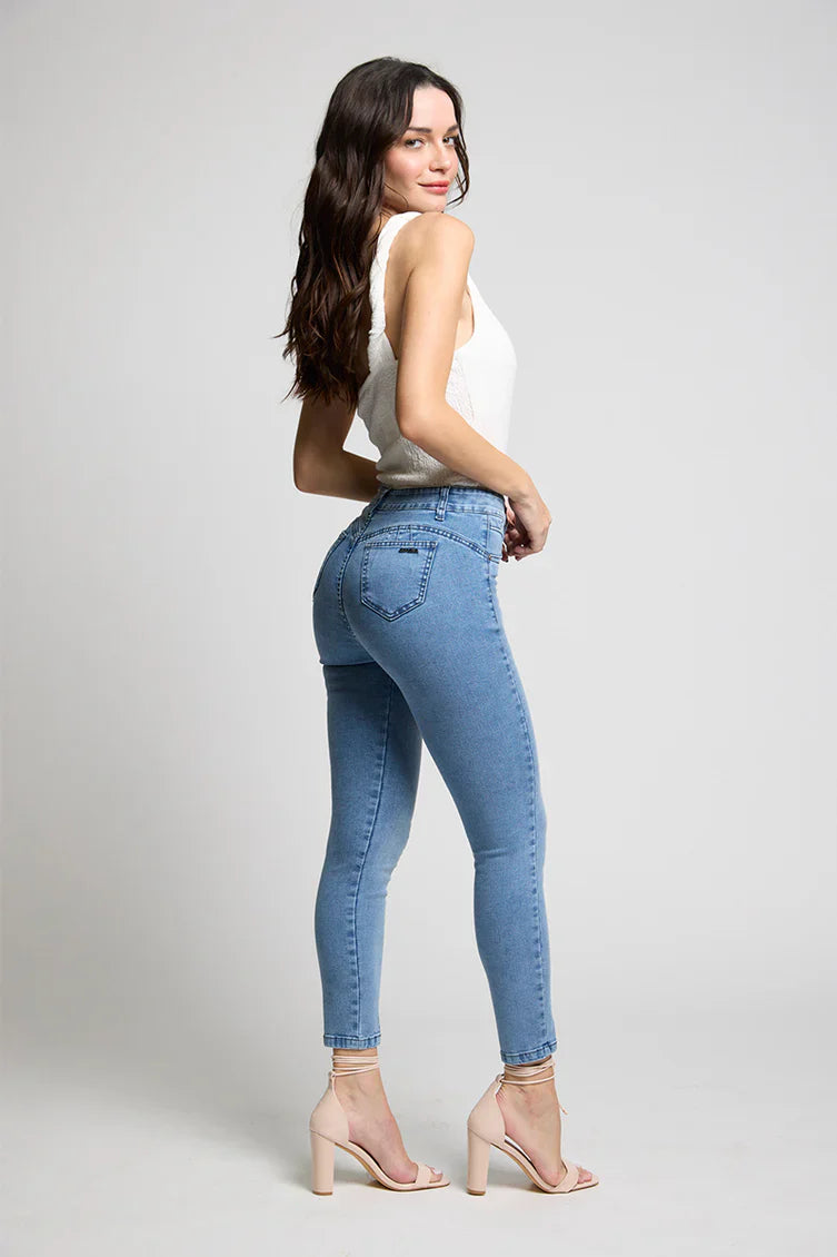 Jeans Mujer Tiro Alto Pitillo 5273 Celeste
