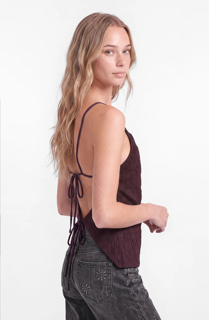 Top Mujer Drapeado Sin Espalda Burgundy