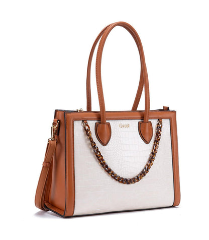 Cartera Mujer Dos Asas Grande Off White