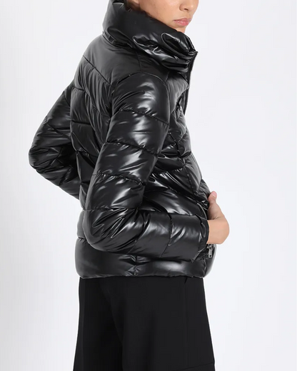 Parka Mujer corta metalizada negro Liola