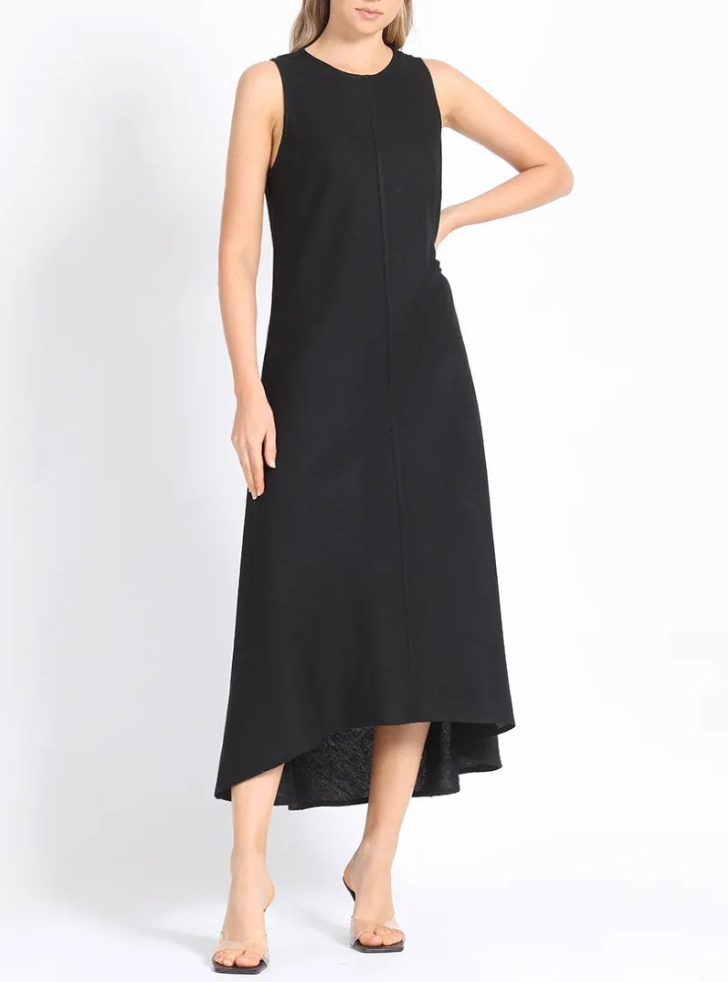 Vestido Mujer Halter Maxi Sesgado Lino Mix Negro