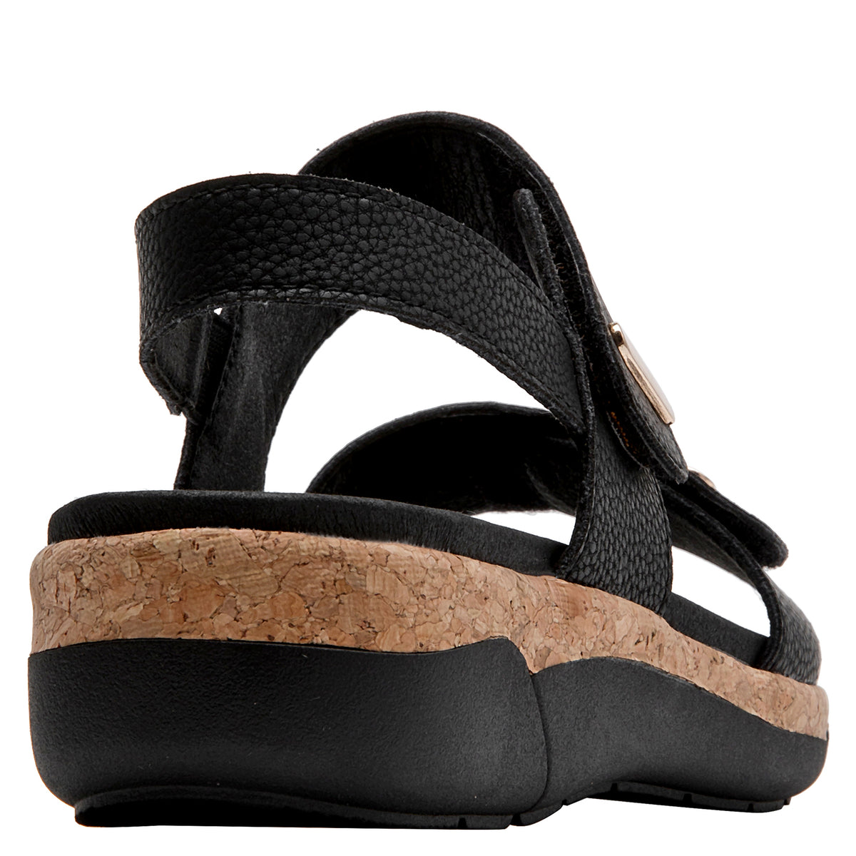 Sandalia Mujer Con Cierre De Velcro Cuero Negro