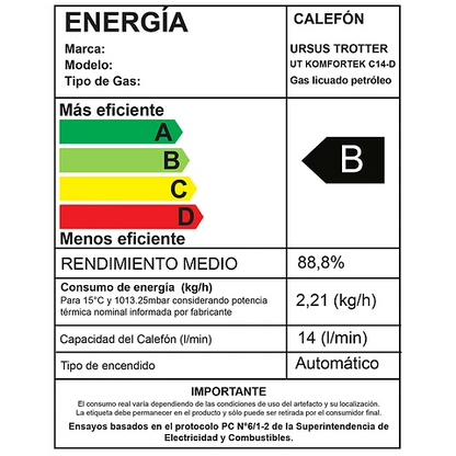 Calefon Komfortek C14-D / Gas Licuado