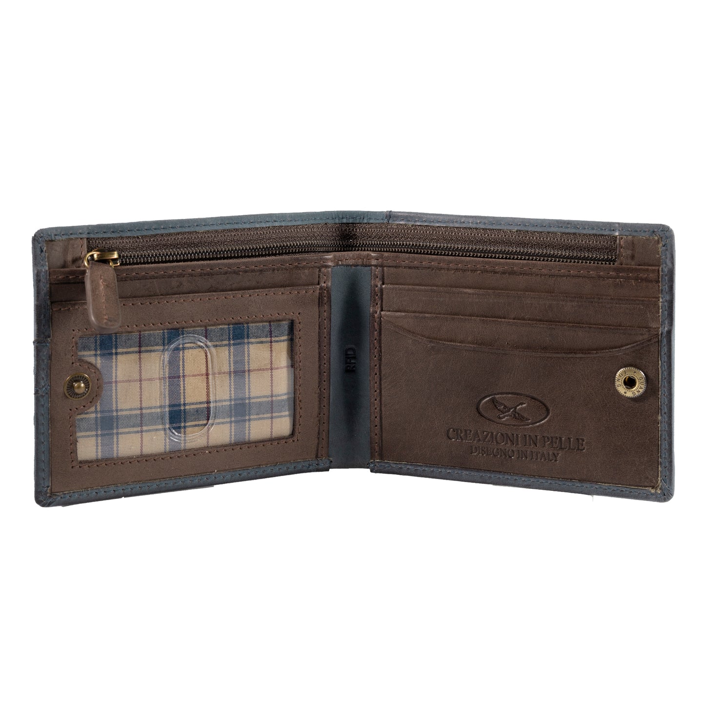 Billetera Hombre Texas 161 Azul/Marrón