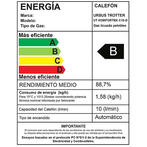Calefon Komfortek C10-D / Gas Licuado