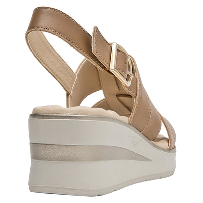 Sandalia Mujer Con Correas Entrecruzadas Cuero Camel