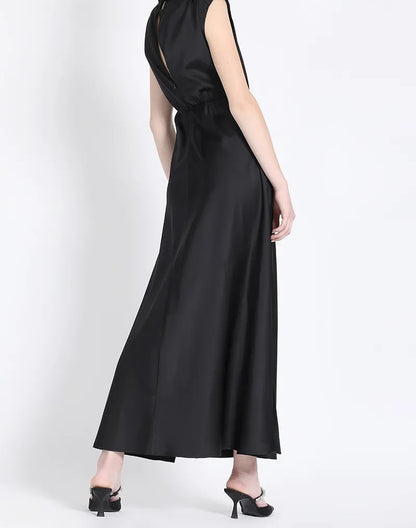 Vestido Mujer Maxi, Satin Negro