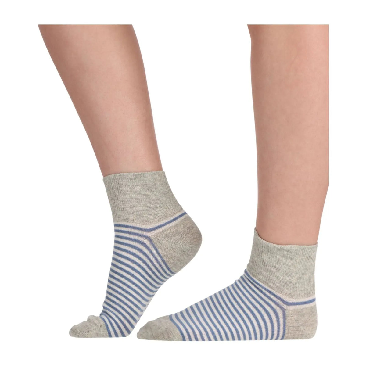 Fourpack Calcetín Corto Mujer Algodón Denim, Blanco & Gris