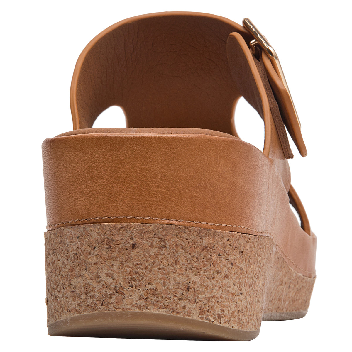 Sandalia Mujer Con Hebilla Cuero Camel
