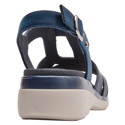 Sandalia Mujer Con Hebilla Lateral Azul