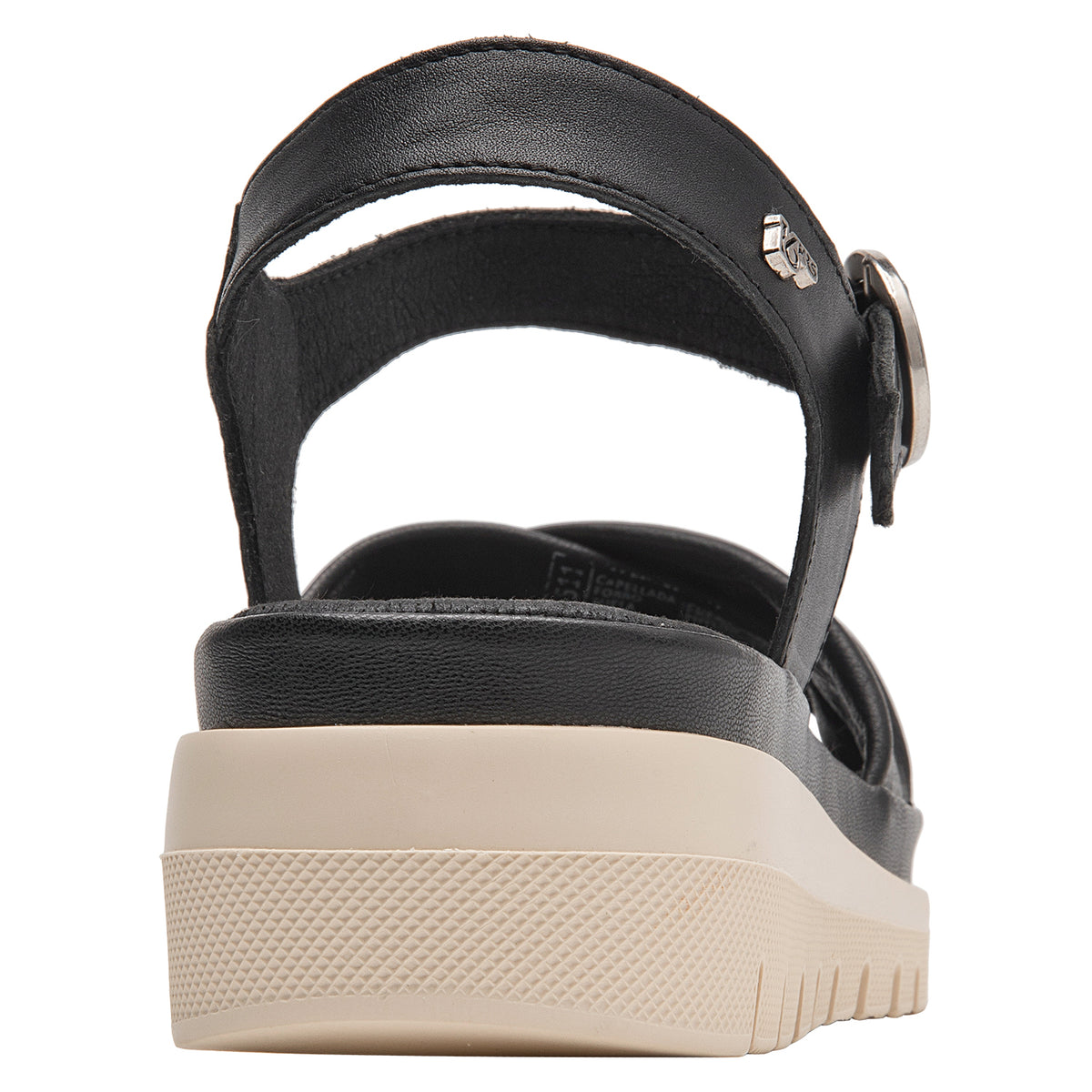 Sandalia Mujer Con Hebilla Circular Negro