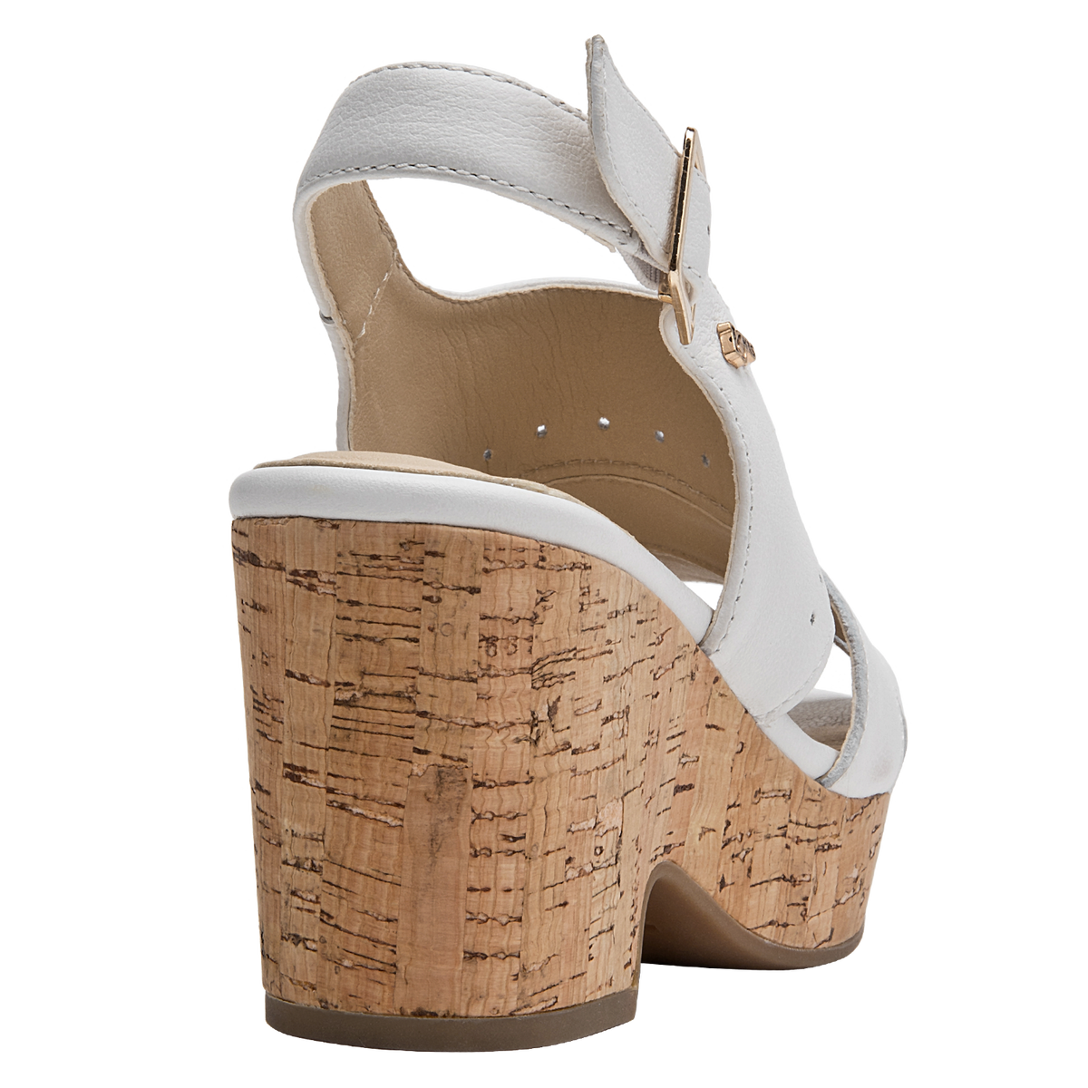 Sandalia Mujer Cuero Con Plataforma Blanco