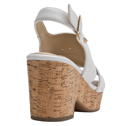 Sandalia Mujer Cuero Con Plataforma Blanco