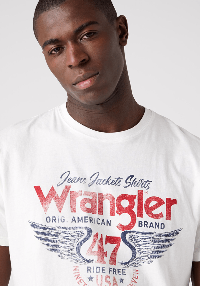 Polera Hombre Americana Manga Corta Worn White