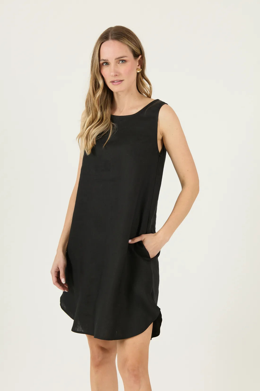 Vestido Mujer Sin Mangas Lino