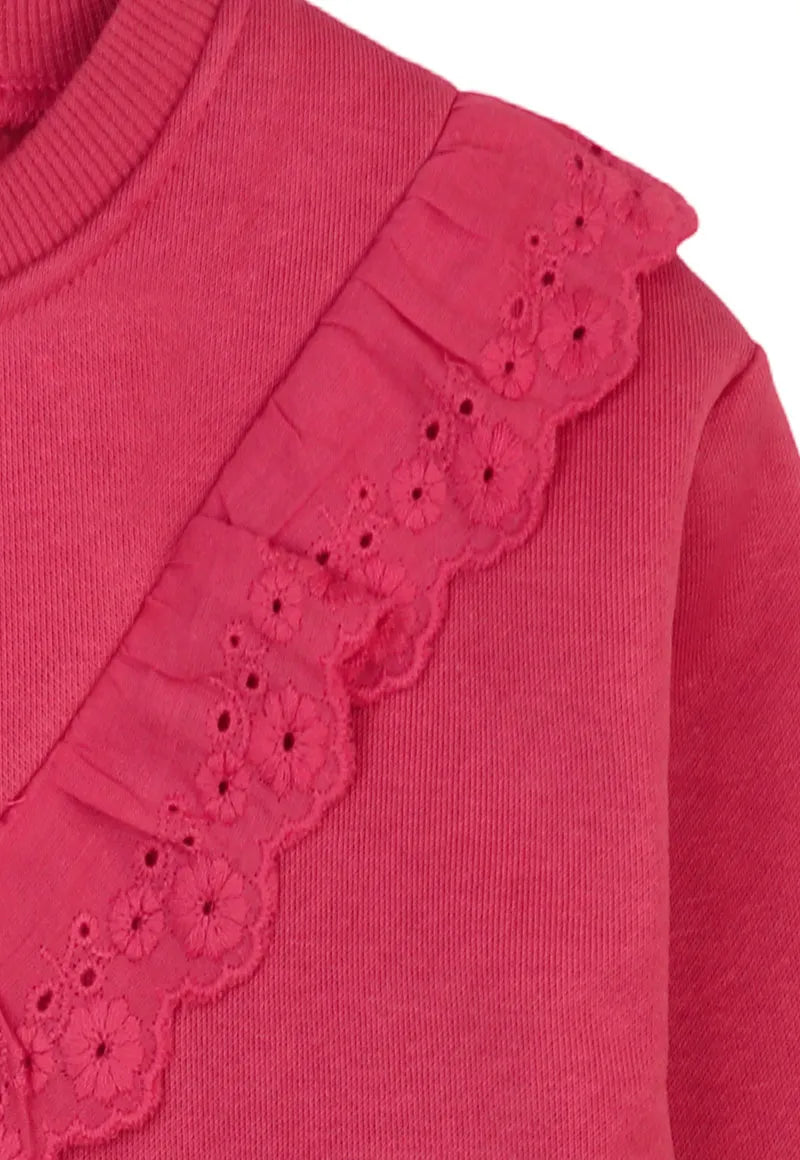 Polera Niña Magenta Bordados