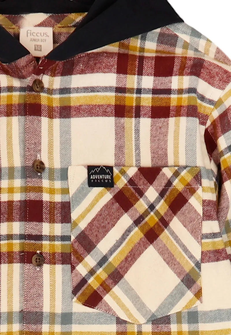 Camisa Niño Burdeo Cuadritos