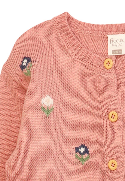 Chaleco Niña Plantas Rosado