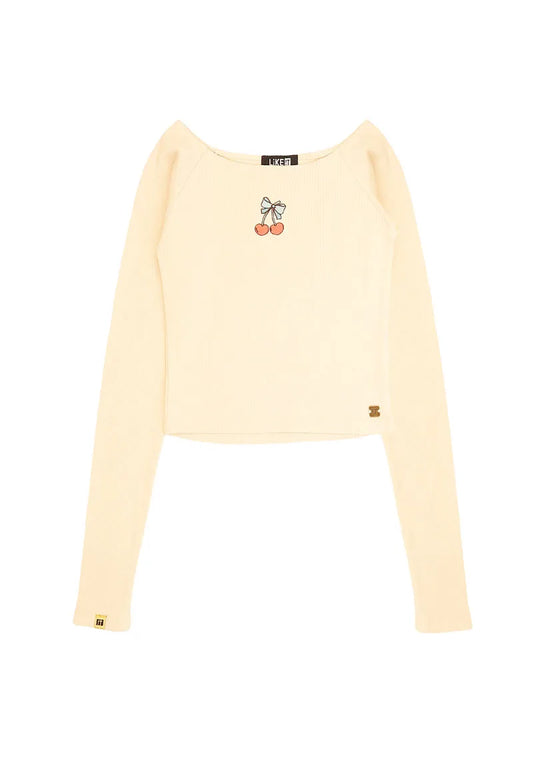 Polera Niña Crudo Guinda