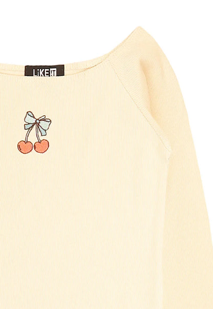 Polera Niña Crudo Guinda