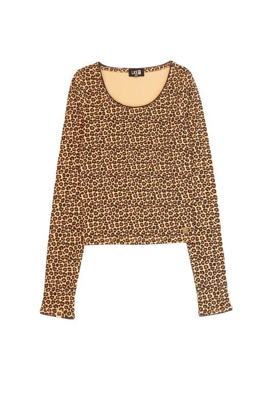 Polera Niña Beige Leopardo