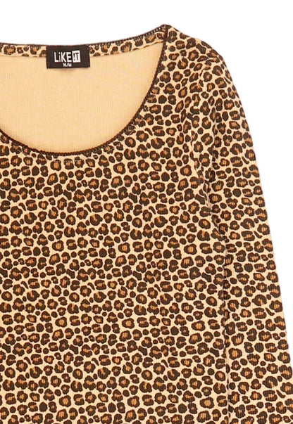 Polera Niña Beige Leopardo