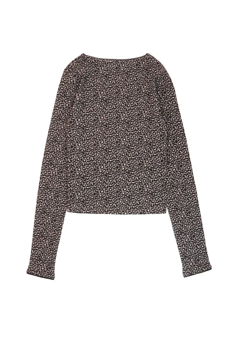 Polera Niña Grafito Leopardo