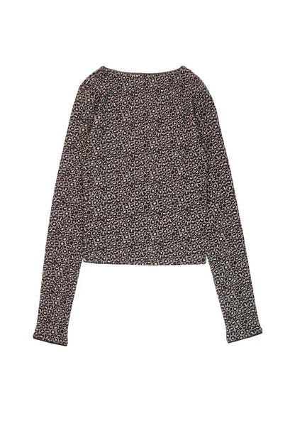 Polera Niña Grafito Leopardo