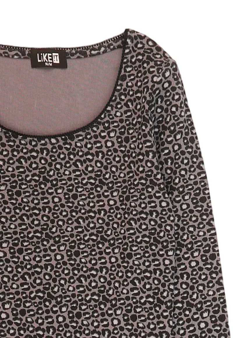 Polera Niña Grafito Leopardo