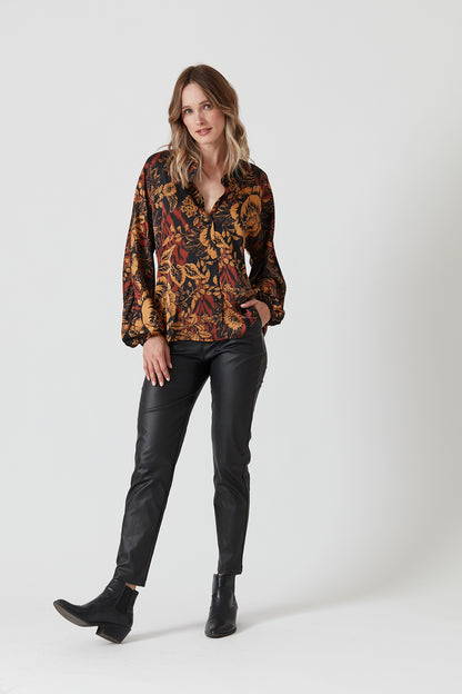 Blusa Mujer Multicolor Estampada Burdeo