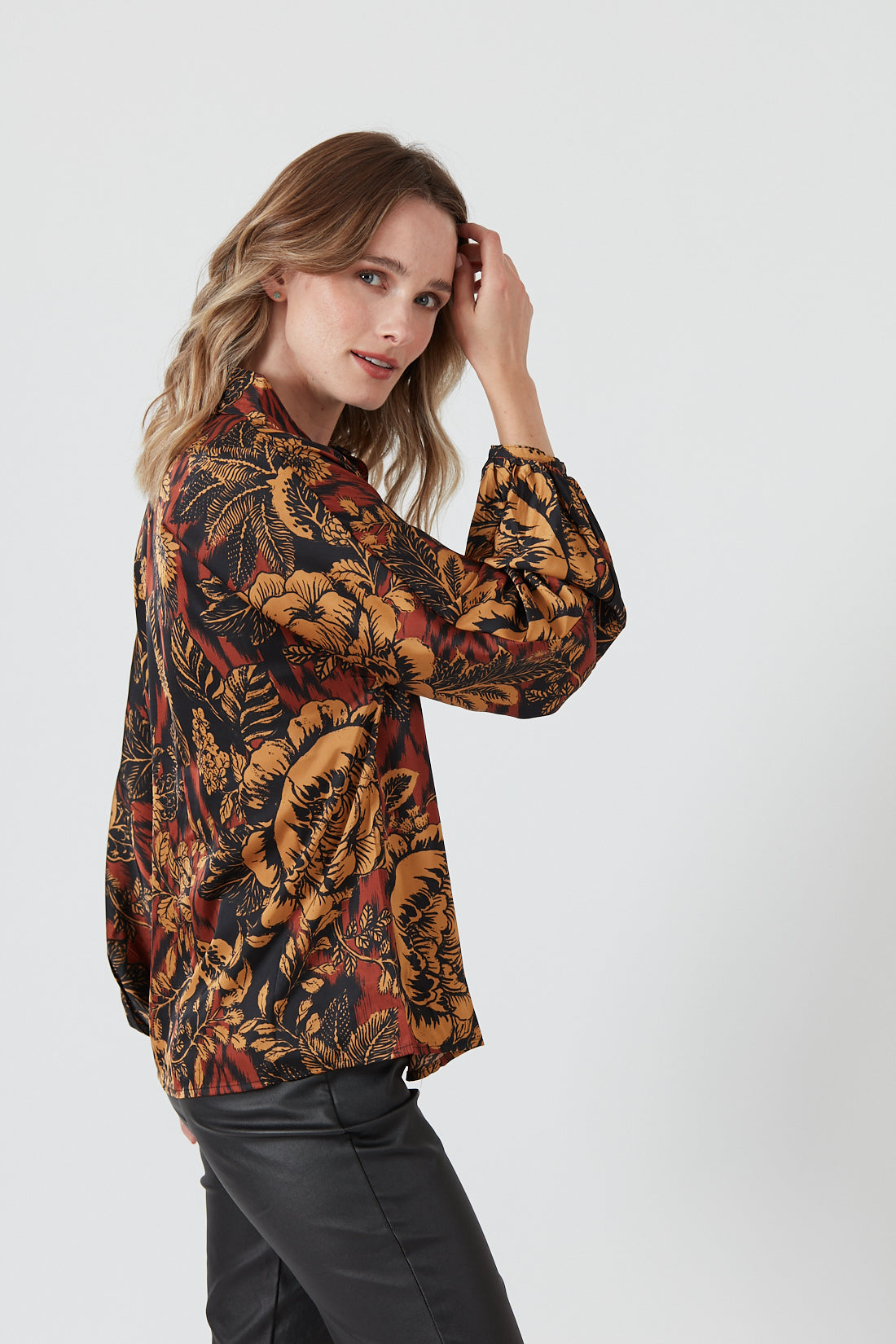 Blusa Mujer Multicolor Estampada Burdeo