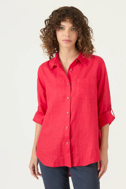 Blusa Mujer Lino Rojo